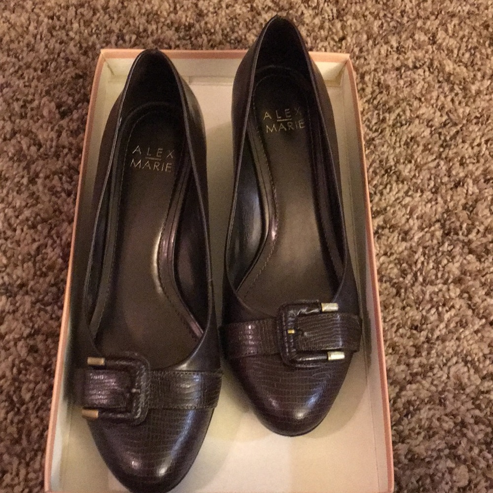 Alex Marie Brown Leather Wedges